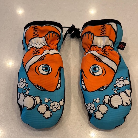 Celtek Kids Mittens - Orange and Blue Fish Design - Picture 1 of 4